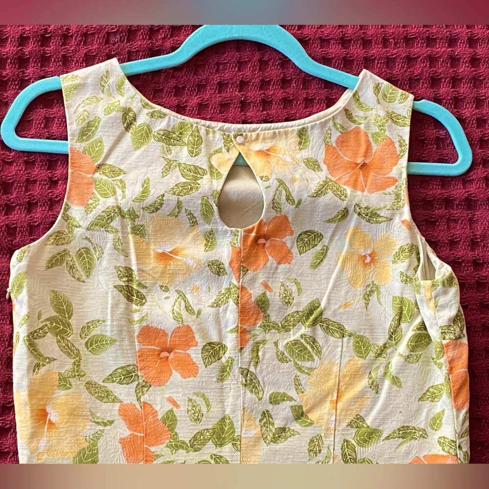 NWOT Tommy Bahama 100% silk sheath midi dress,orange/yellow hibiscus pattern,4 - Picture 6 of 14